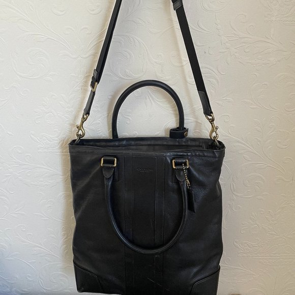 COACH Black genuine leather tote bag - Picture 1 of 11